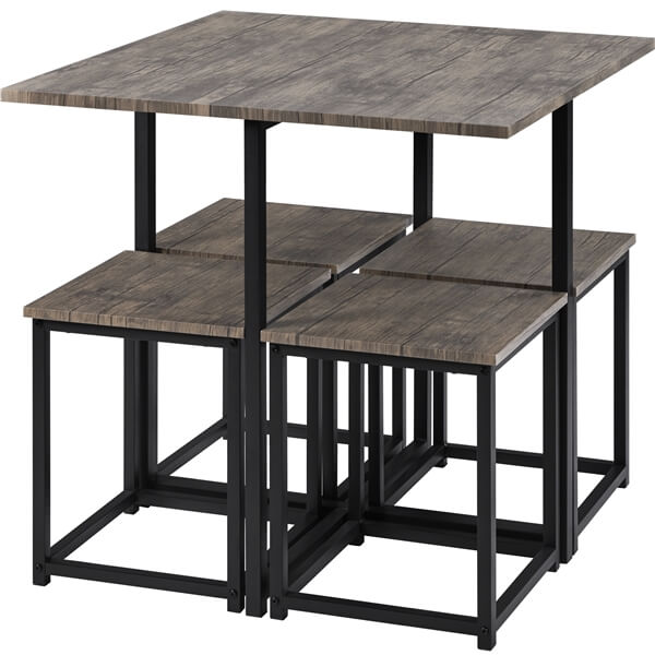 Yaheetech Dining Table Set for 4 Industrial Kitchen Table with 4 Chairs - Image 3