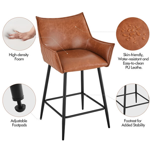 Yaheetech Modern Bar Stools Set of 4 - Image 4