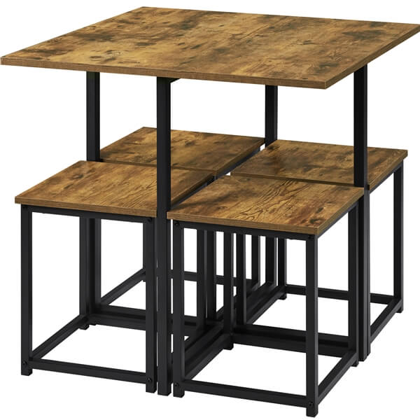 Yaheetech Dining Table Set for 4 Industrial Kitchen Table with 4 Chairs - Image 4