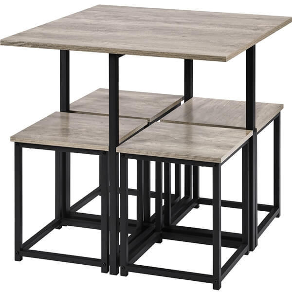 Yaheetech Dining Table Set for 4 Industrial Kitchen Table with 4 Chairs - Image 2