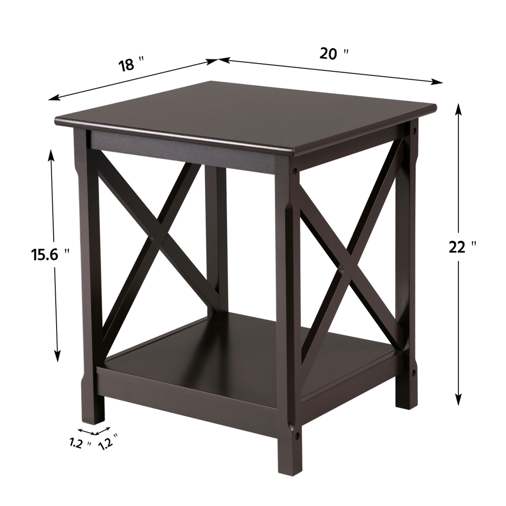 Yaheetech X Design End Table with 2-Tier Storage Shelf - Image 3