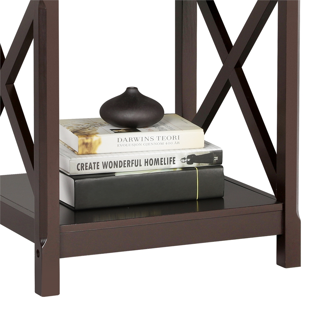 Yaheetech X Design End Table with 2-Tier Storage Shelf - Image 6