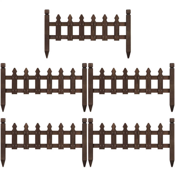 Yaheetech Rustic Wood Garden Fence Set of 5 - Image 2