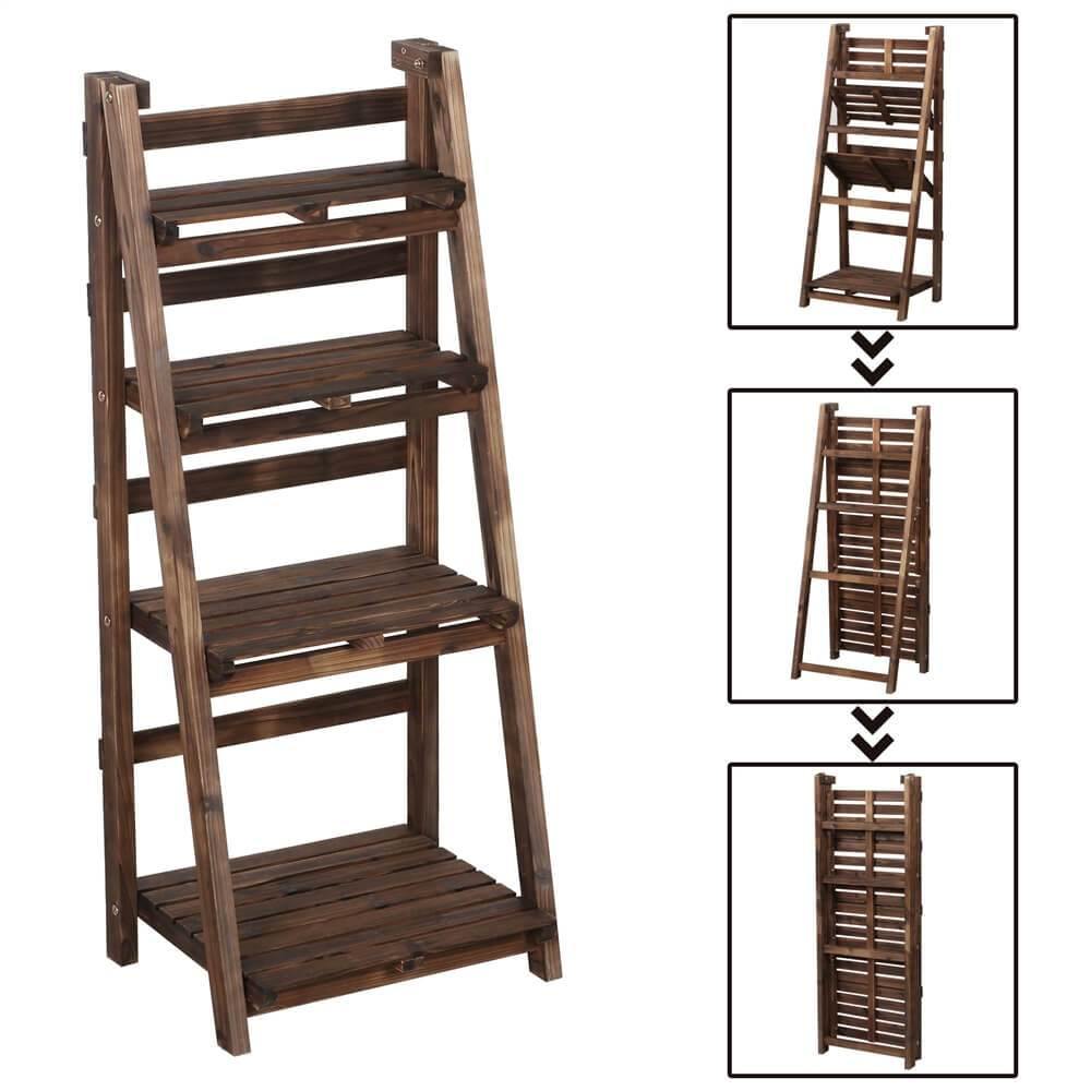 Yaheetech 4-Tier Wooden Foldable Plant Stands Racks - Image 5