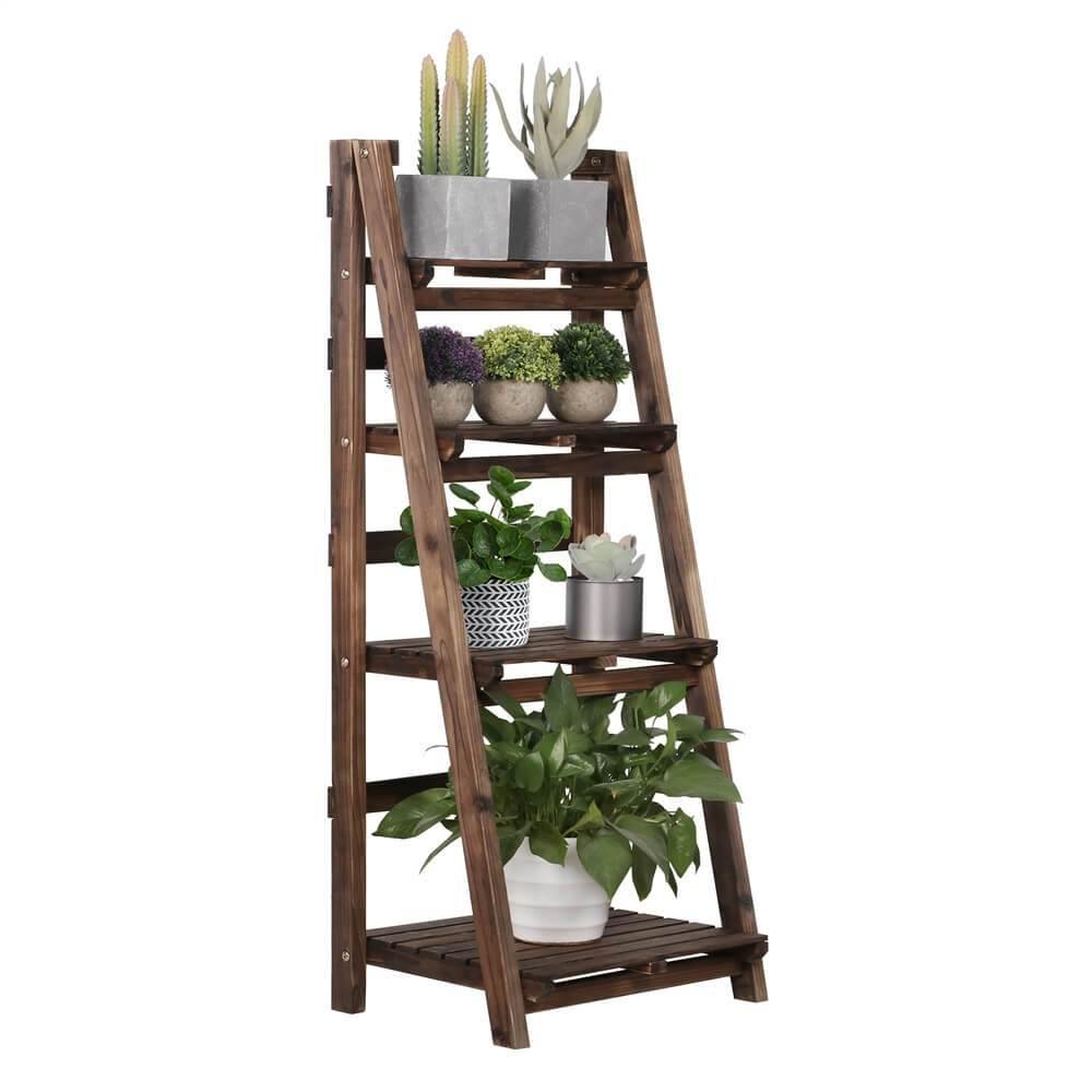 Yaheetech 4-Tier Wooden Foldable Plant Stands Racks - Image 2