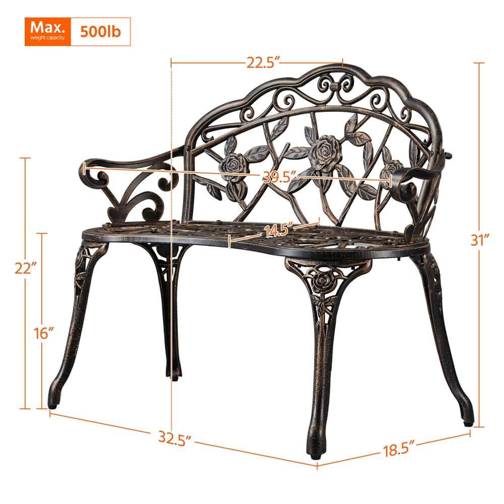 Yaheetech Outdoor Metal Bench - Image 4