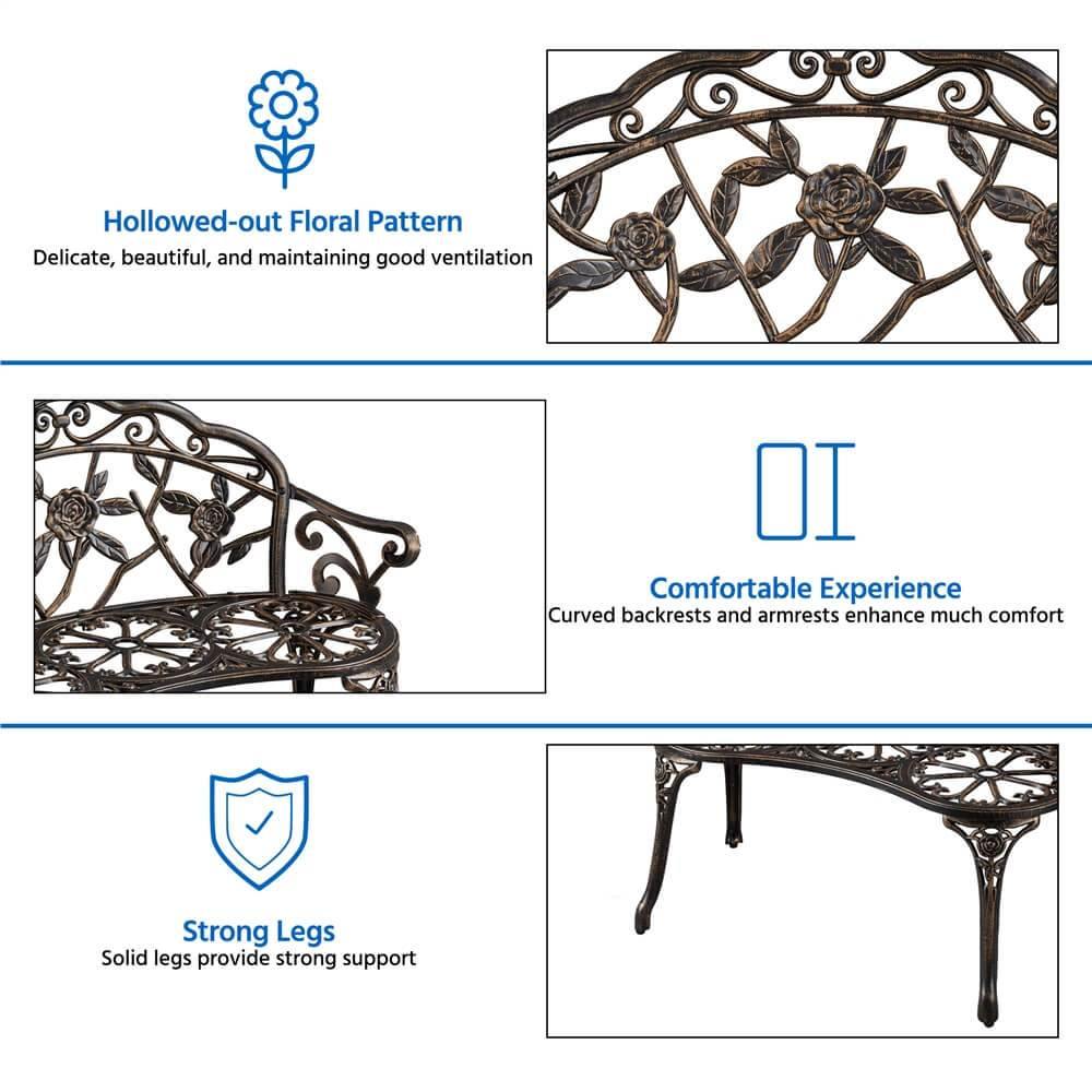 Yaheetech Outdoor Metal Bench - Image 5