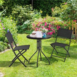 Yaheetech 3 Piece Patio Bistro Set Black