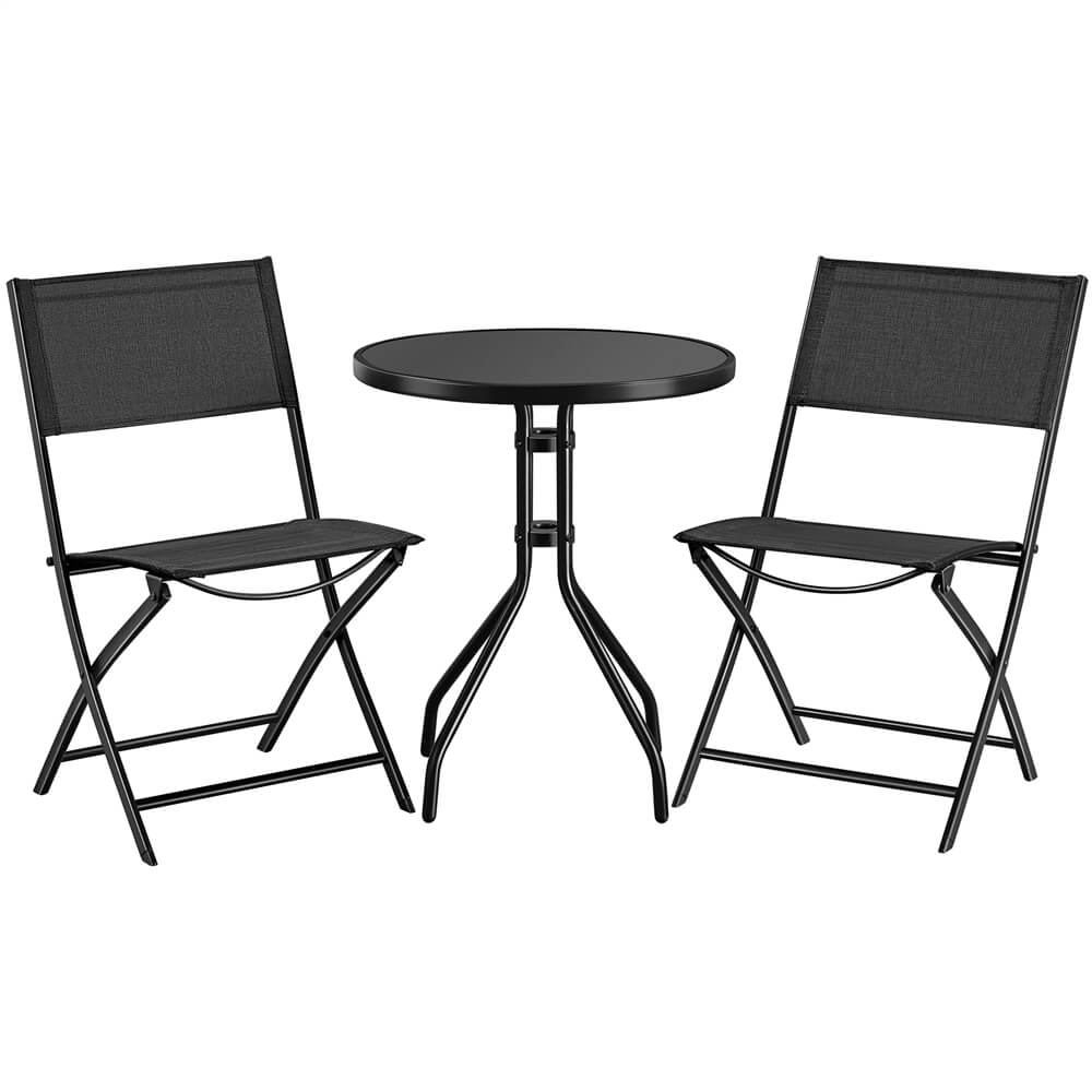 Yaheetech 3 Piece Patio Bistro Set Black - Image 2