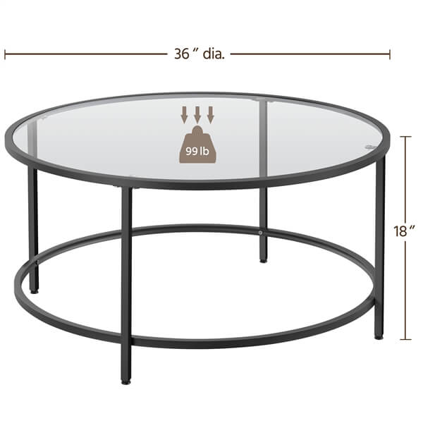 Yaheetech Round Glass-Top Coffee Table - Image 3