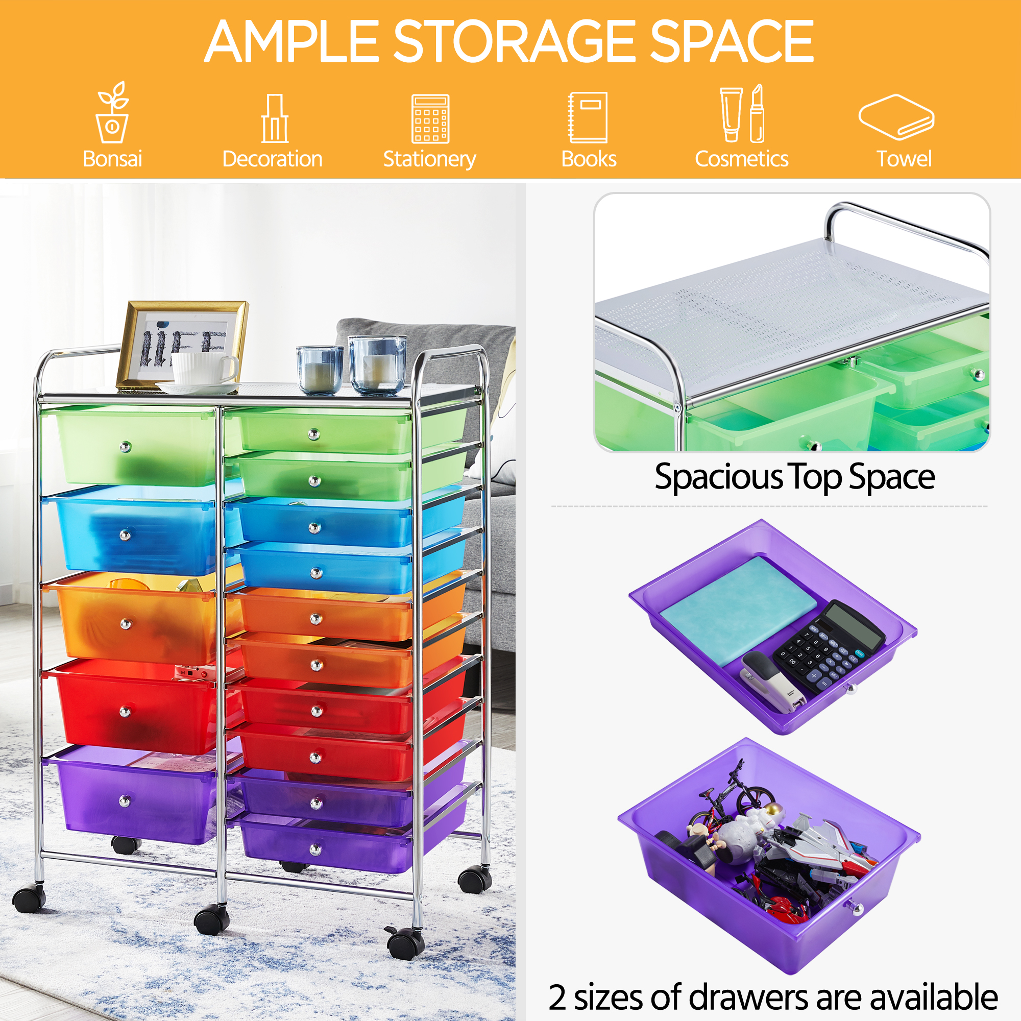 Yaheetech Utility Storage Cart with Wheels - Image 13