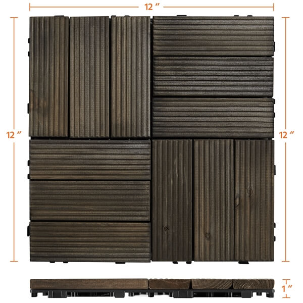 Yaheetech Pack of 27 Fir Wood Flooring Tiles - Image 5