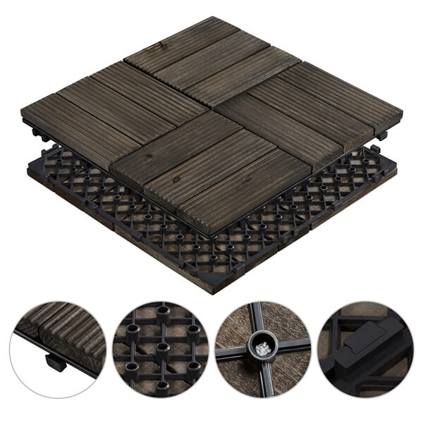 Yaheetech Pack of 27 Fir Wood Flooring Tiles - Image 7