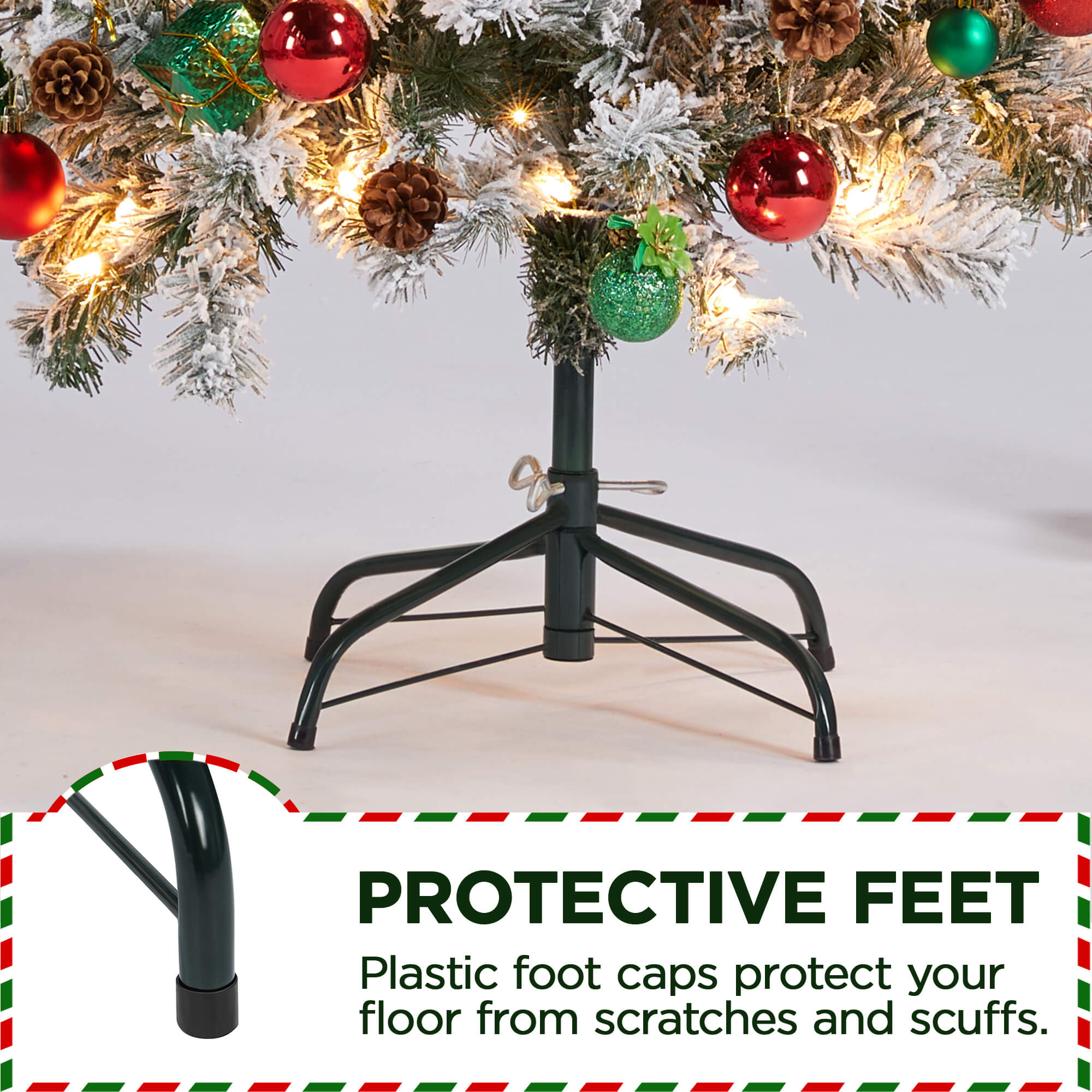 Yaheetech 6 Ft Pre-lit Flocked Pencil Artificial Christmas Tree - Image 4