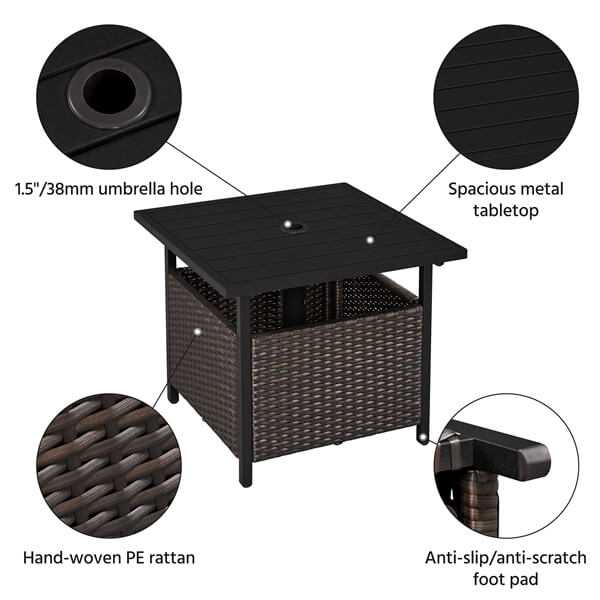 Yaheetech Side Table With 1.5 Umbrella Hole - Image 4
