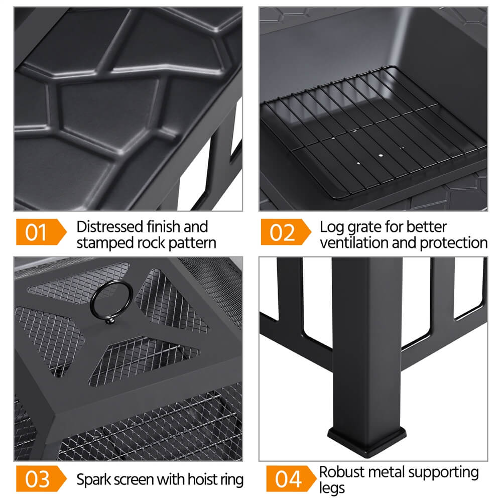Yaheetech 34'' Square Fire Pit - Image 6