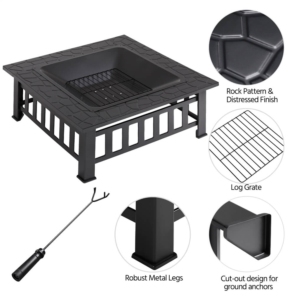 Yaheetech 34'' Square Fire Pit - Image 7