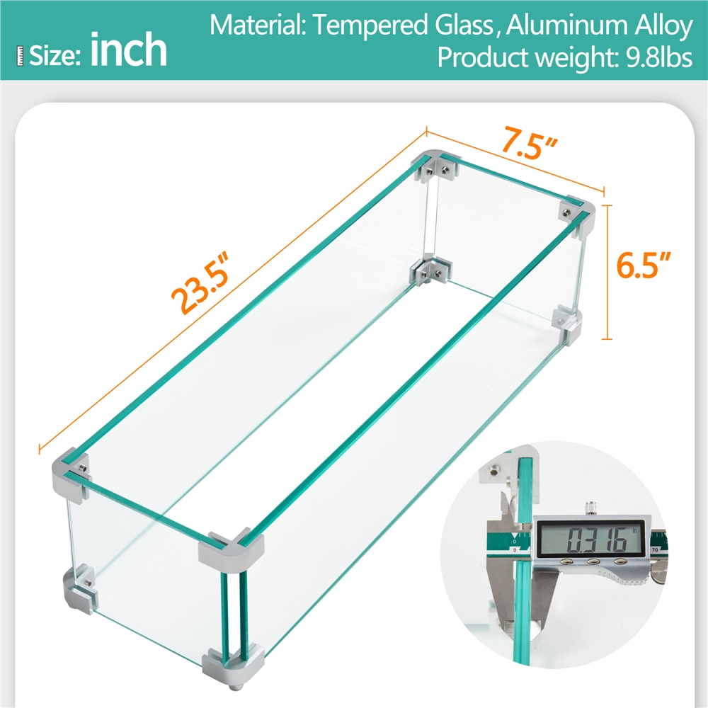 Yaheetech 23.5 L x 7.5 W Tempered Glass Wind Guard Fence - Image 5