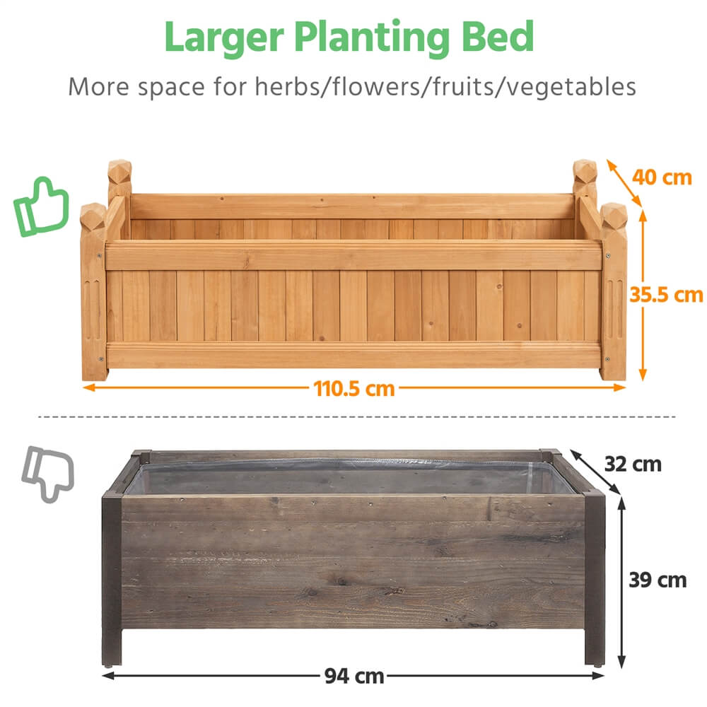 Yaheetech 43.5?? L ?? 16?? W ?? 14?? H Wooden Raised Garden Bed - Image 5