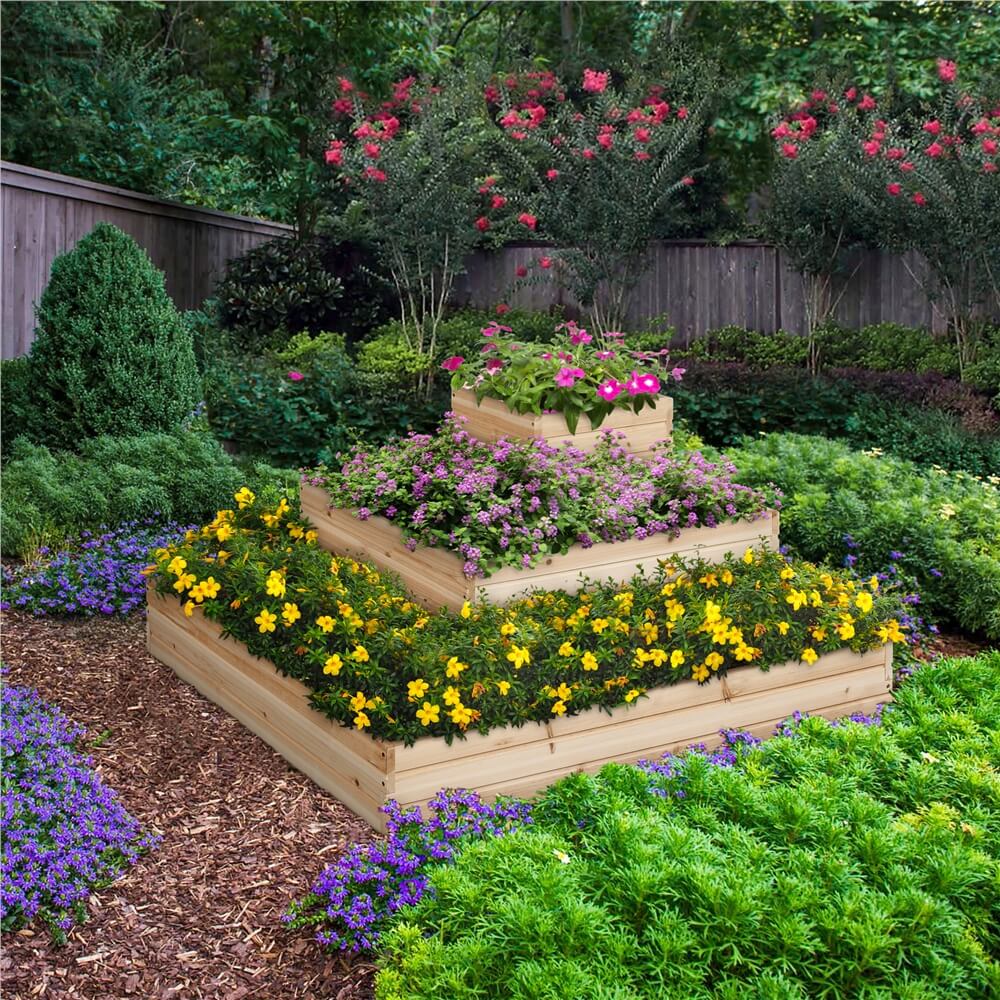 Yaheetech 3-Tier Fir Wood Raised Garden Bed
