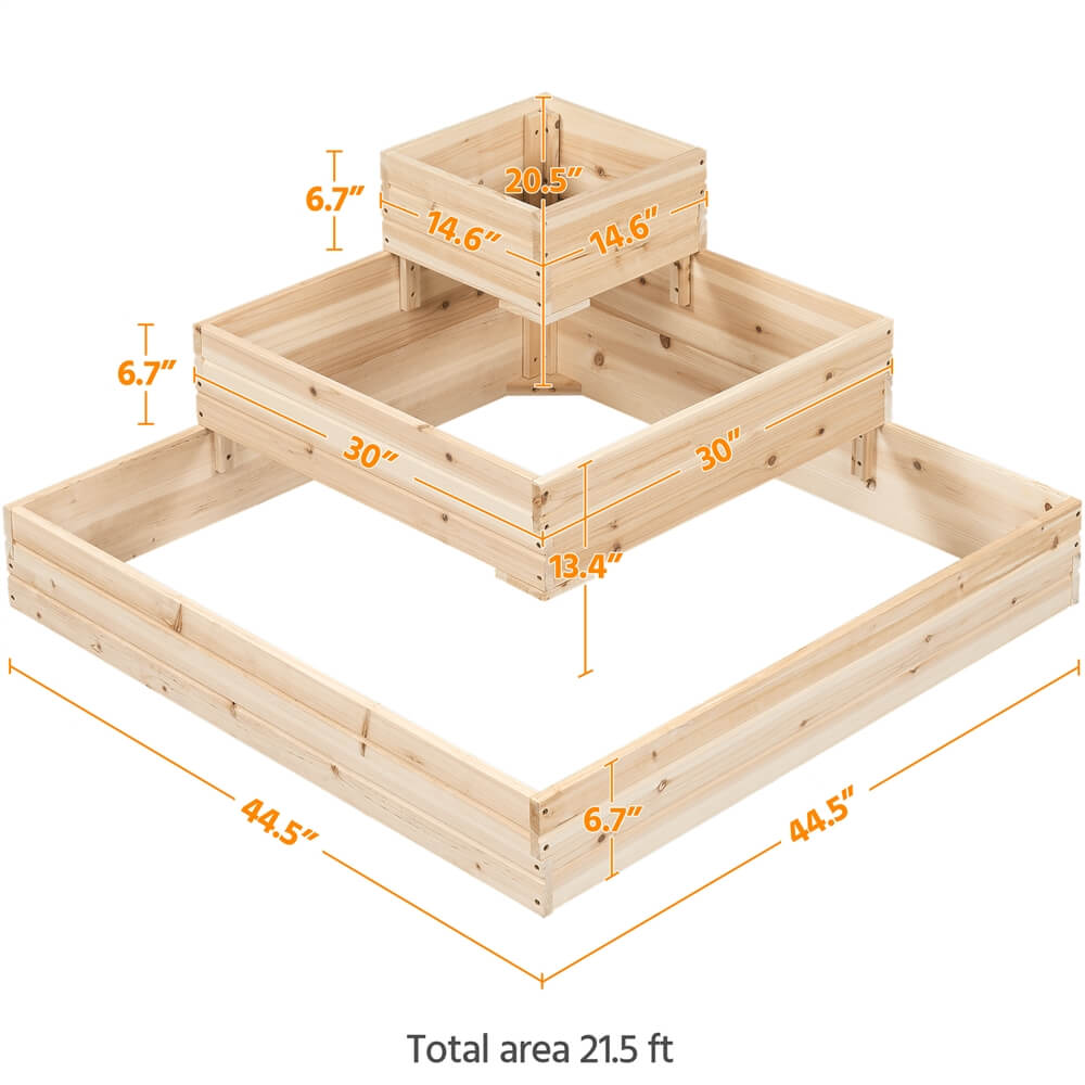 Yaheetech 3-Tier Fir Wood Raised Garden Bed - Image 3