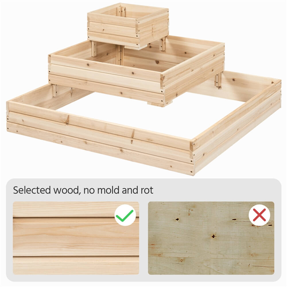 Yaheetech 3-Tier Fir Wood Raised Garden Bed - Image 4