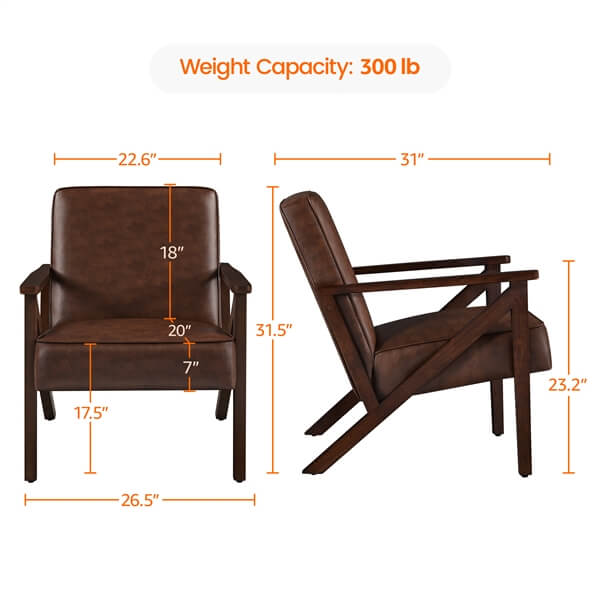 Yaheetech Faux Leather Armchair with Z-shaped Wood Legs - Image 7
