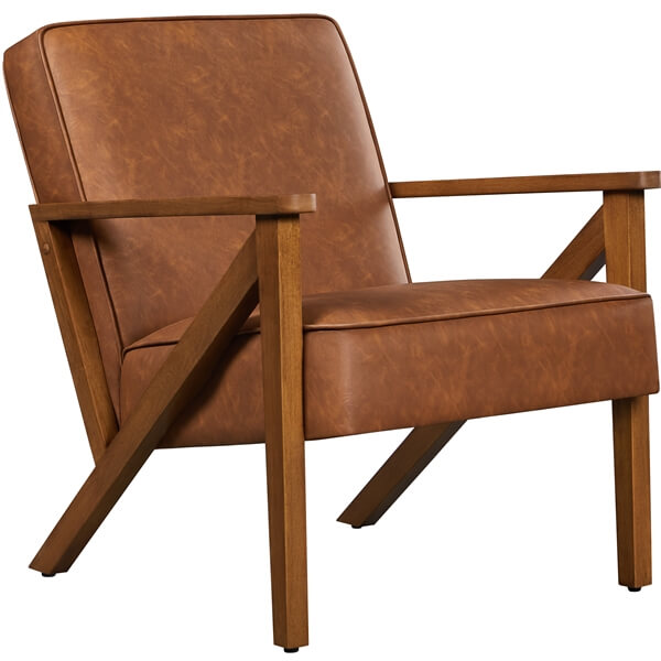 Yaheetech Faux Leather Armchair with Z-shaped Wood Legs - Image 3