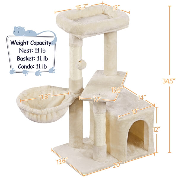 Yaheetech 34.5?? Height Cat Tree with Condo - Image 7