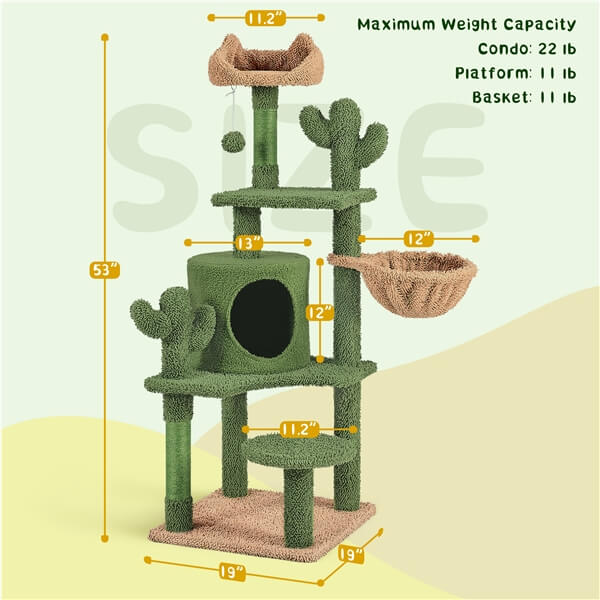 Yaheetech 53''H Cat Cactus Tree - Image 3
