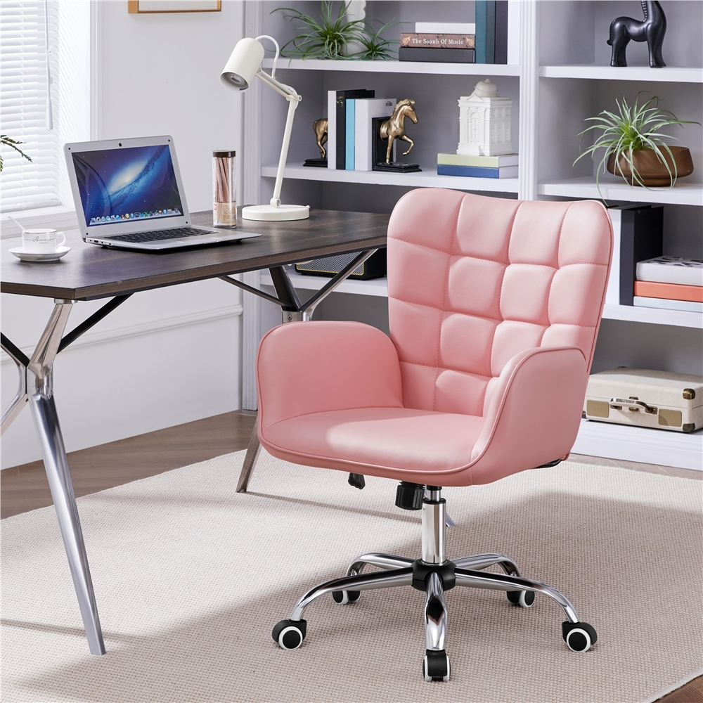 Yaheetech Modern Mid-back Office Faux Leather Desk Chair - Image 6