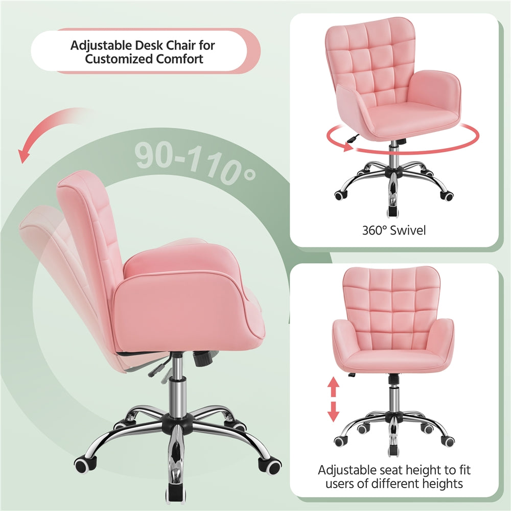 Yaheetech Faux Leather Office Chair Modern Vanity Chair - Image 5