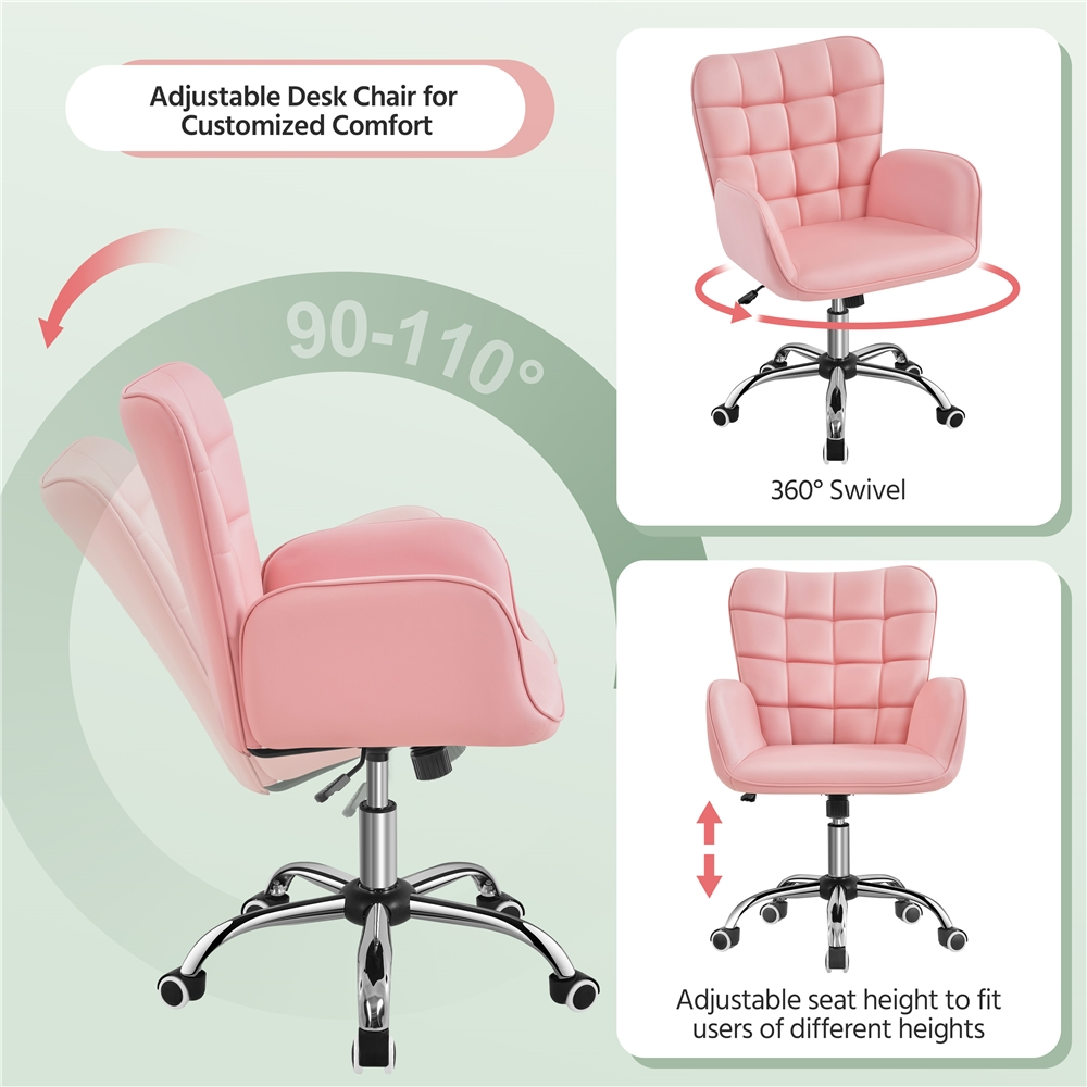 Yaheetech Modern Mid-back Office Faux Leather Desk Chair - Image 7