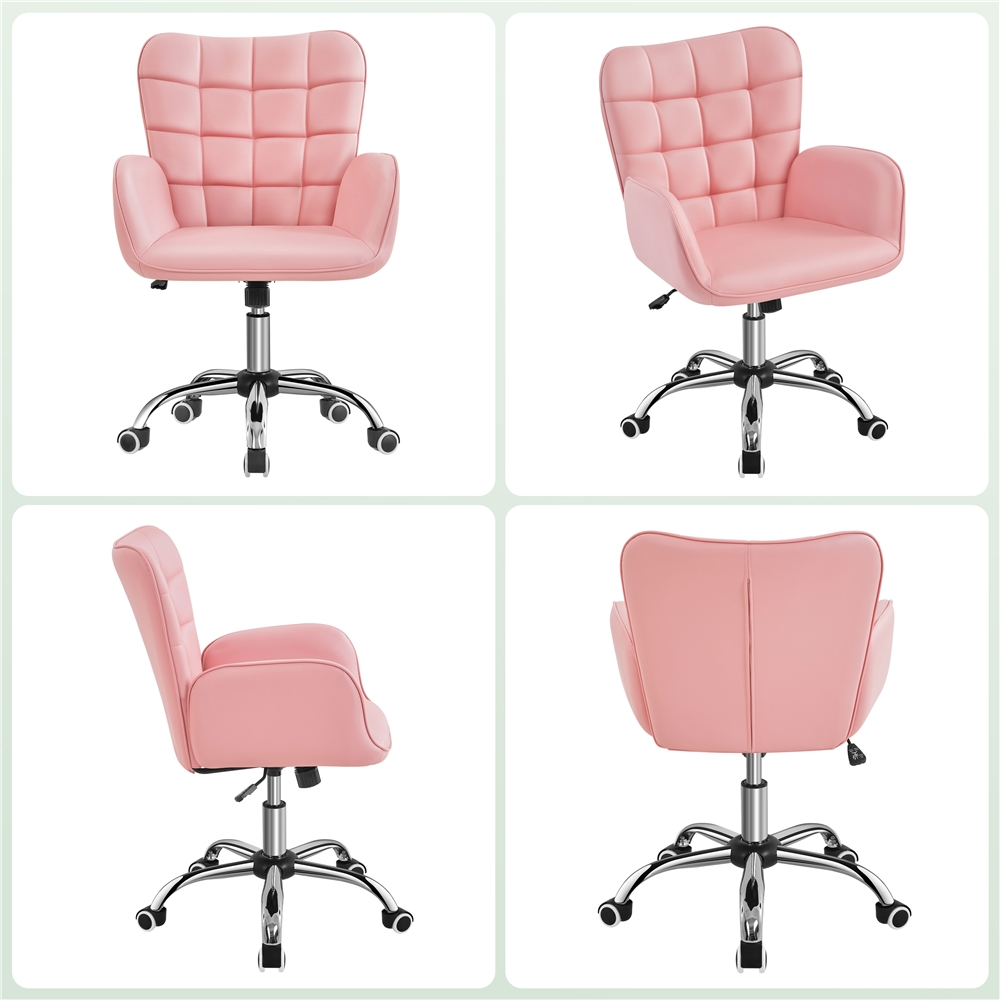 Yaheetech Modern Mid-back Office Faux Leather Desk Chair - Image 5