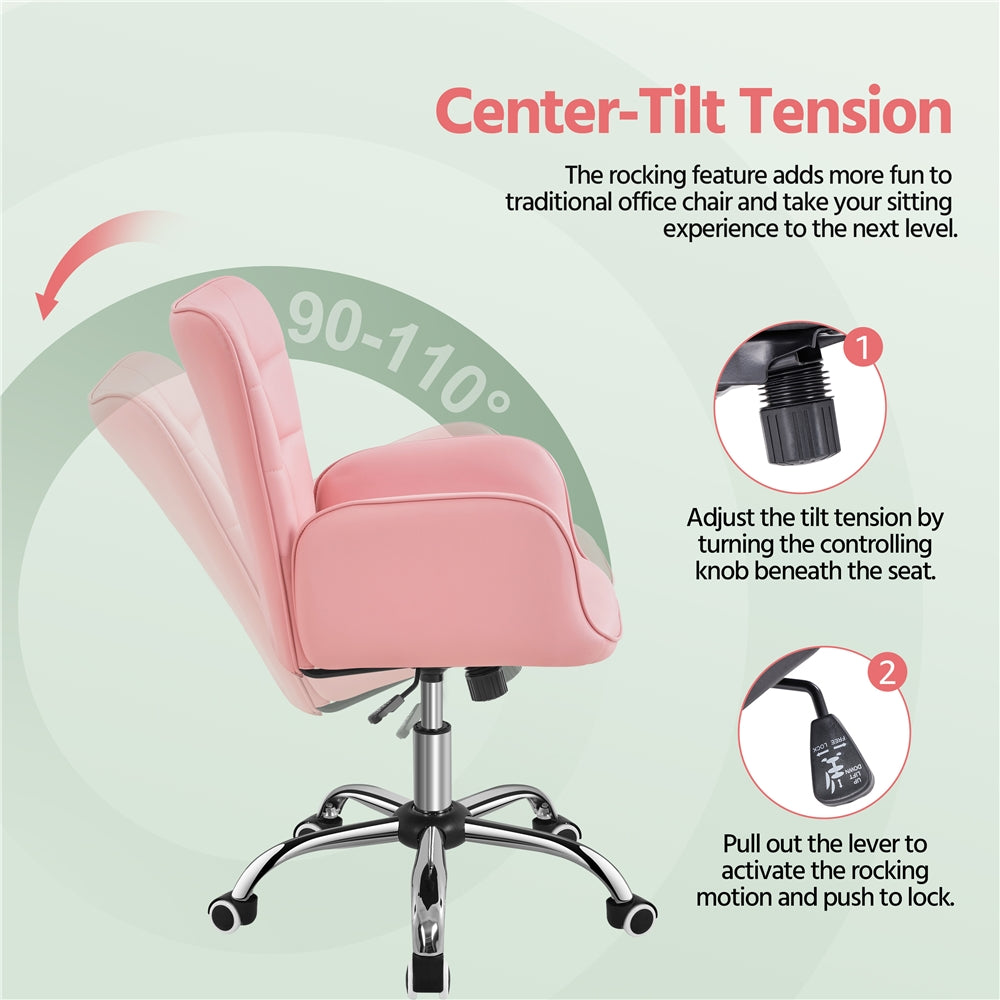 Yaheetech Faux Leather Office Chair Modern Vanity Chair - Image 7