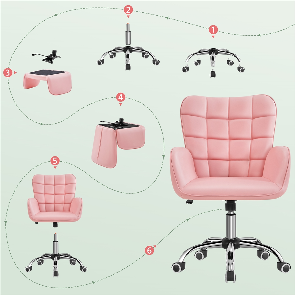 Yaheetech Modern Mid-back Office Faux Leather Desk Chair - Image 10