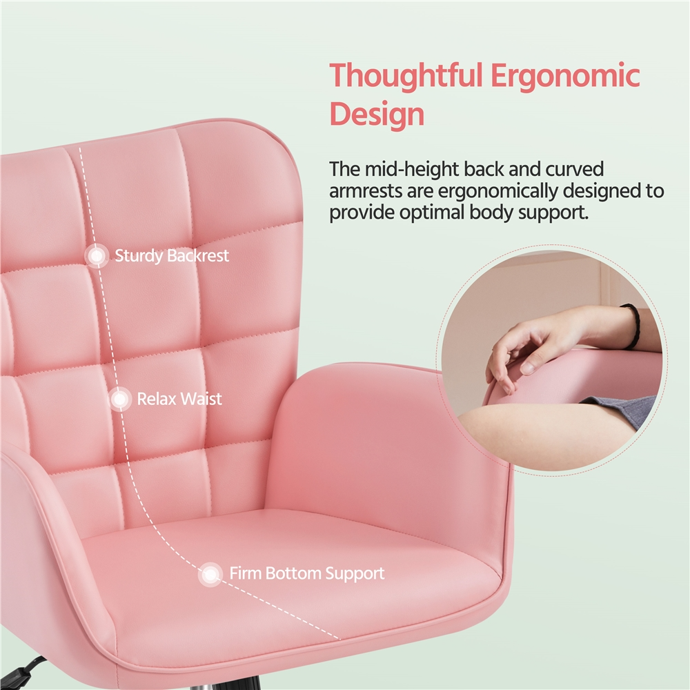Yaheetech Modern Mid-back Office Faux Leather Desk Chair - Image 9