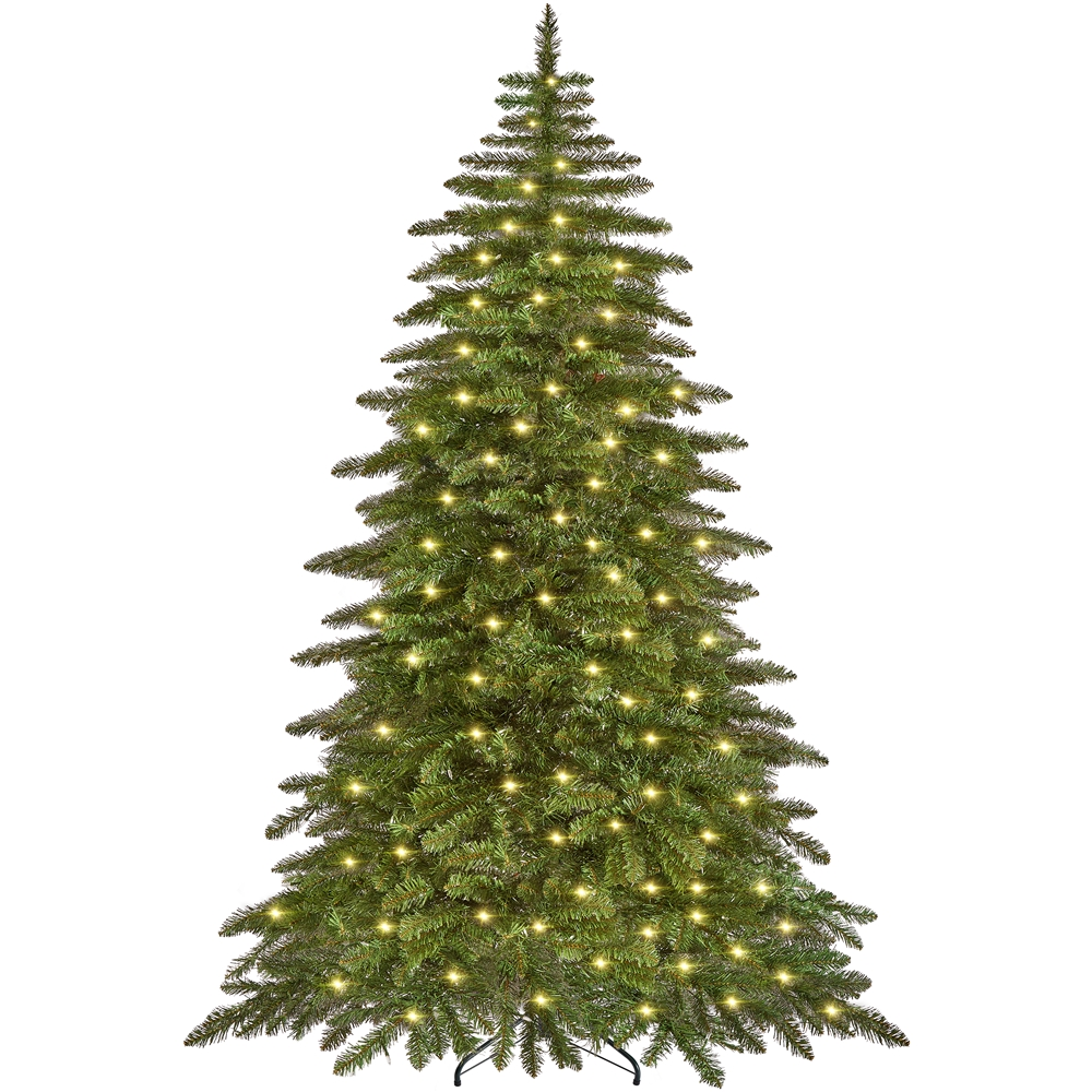 Pre-lit Christmas Fir Tree with Warm LED Lights & PVC Tips. Stand Included - Image 2