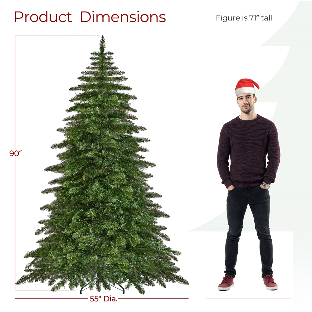 Pre-lit Christmas Fir Tree with Warm LED Lights & PVC Tips. Stand Included - Image 4