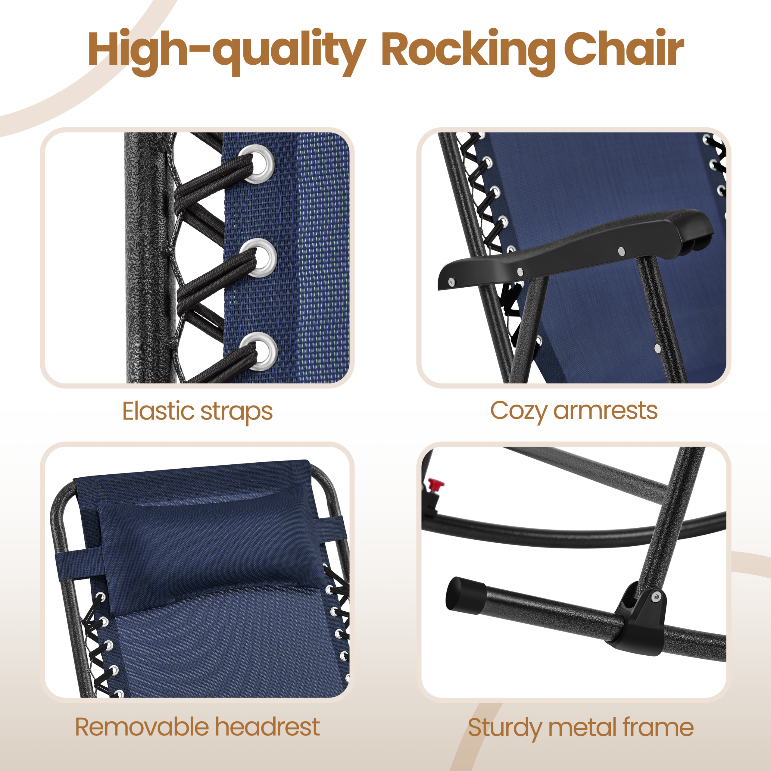 Yaheetech 26in Rocking Chair Outdoor Zero Gravity Folding Chairs - Image 10