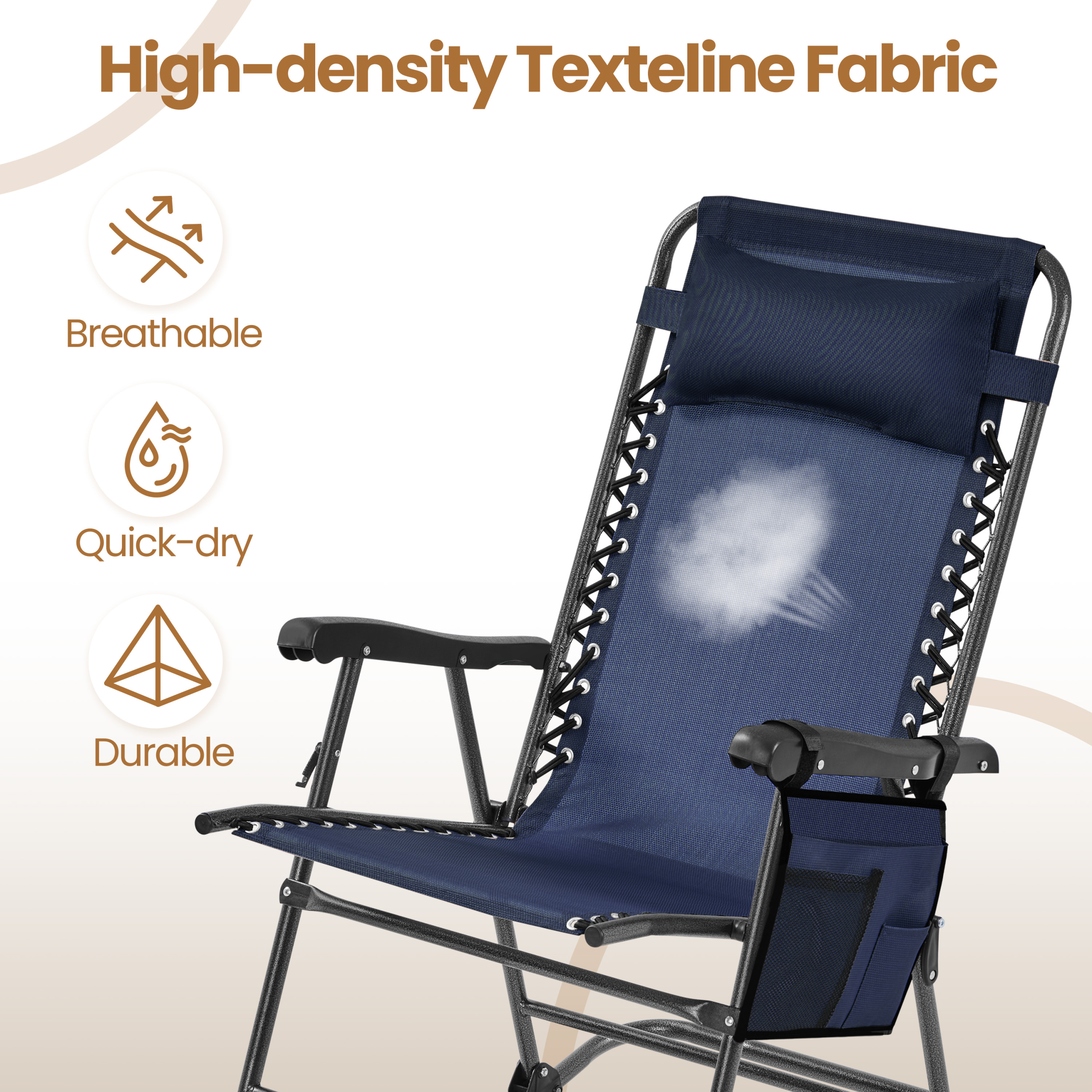 Yaheetech 26in Rocking Chair Outdoor Zero Gravity Folding Chairs - Image 9