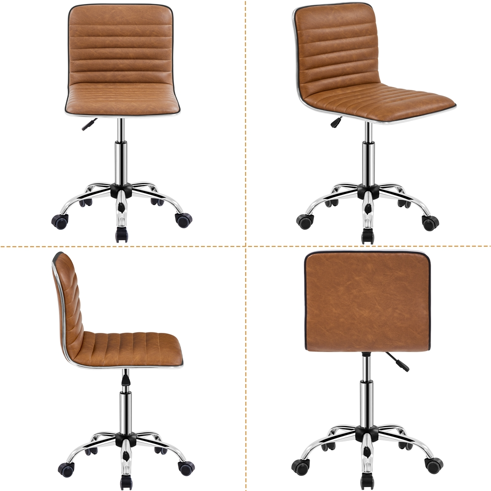 Yaheetech PU Leather Low Back Armless Desk Chair - Image 4
