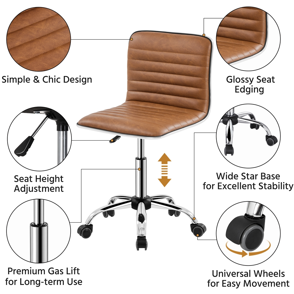 Yaheetech PU Leather Low Back Armless Desk Chair - Image 7