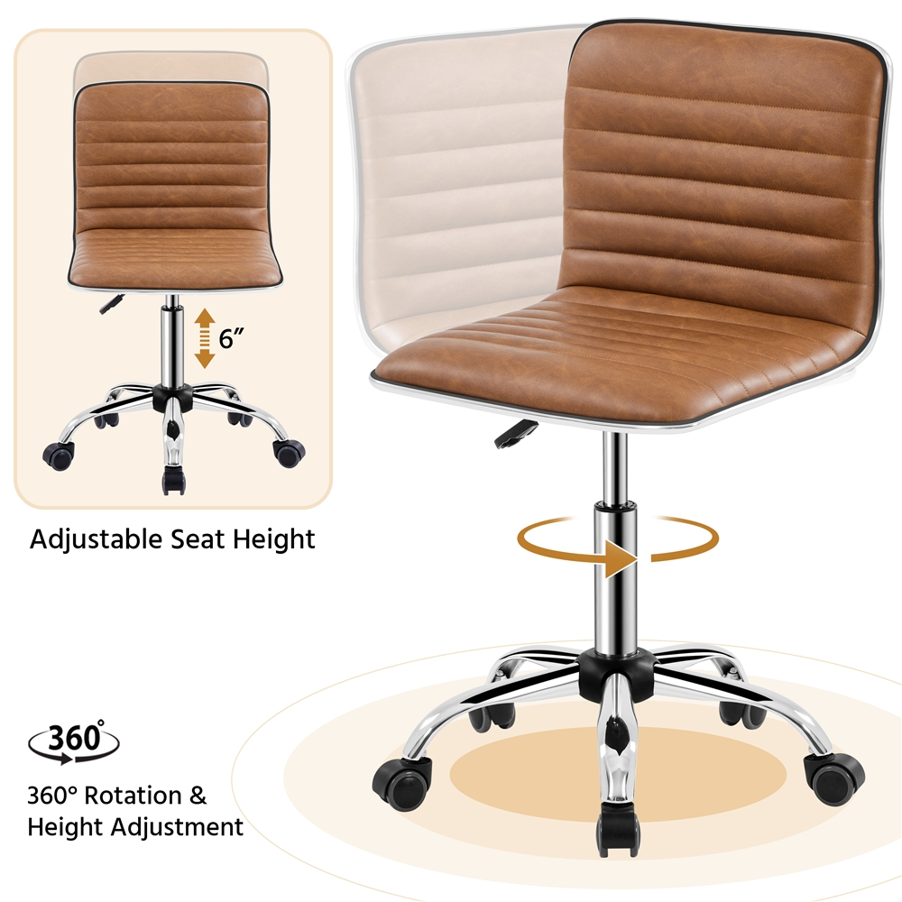 Yaheetech PU Leather Low Back Armless Desk Chair - Image 8