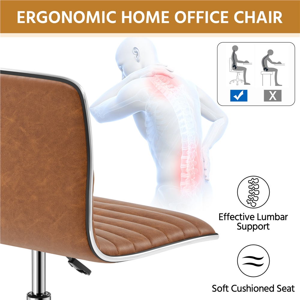 Yaheetech PU Leather Low Back Armless Desk Chair - Image 12
