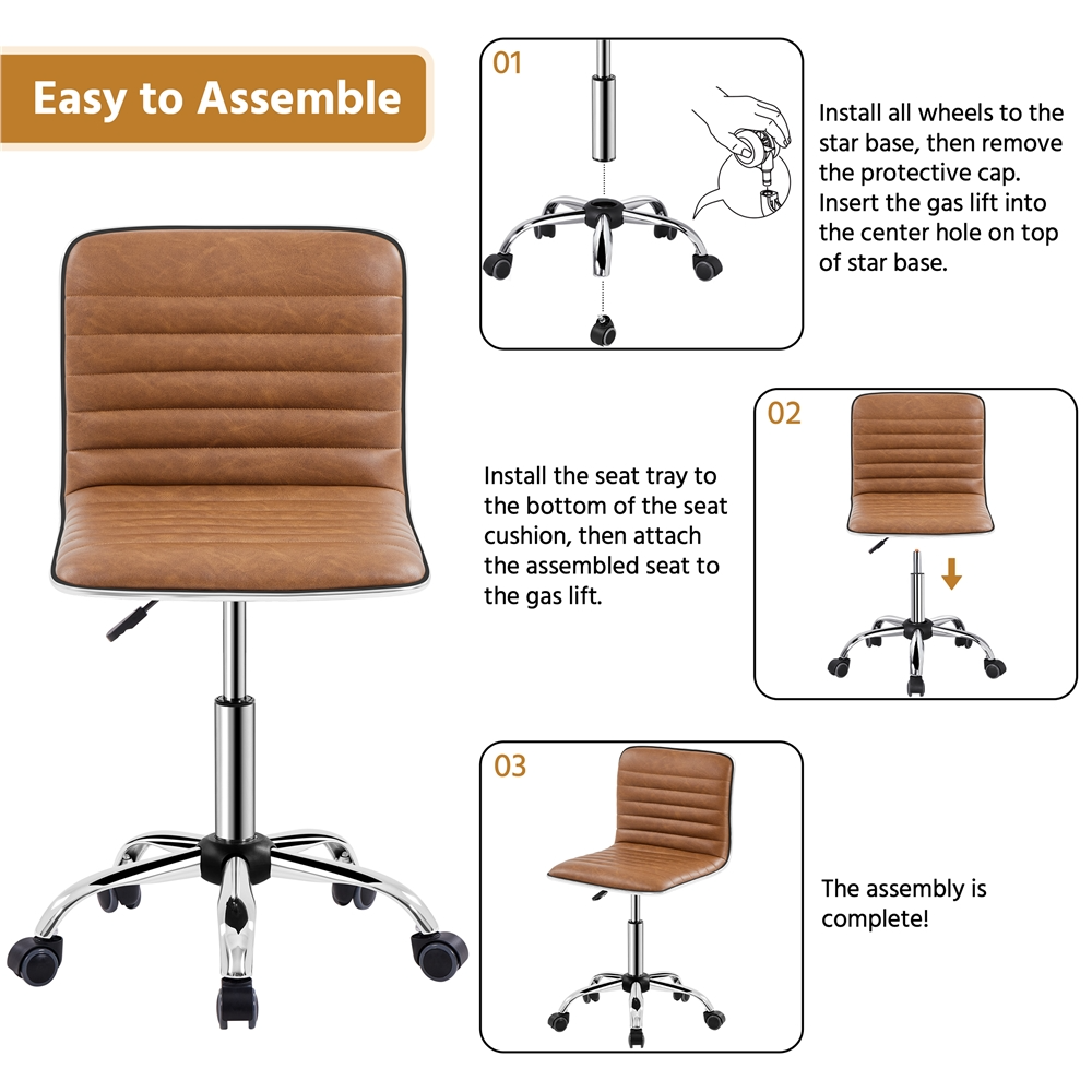 Yaheetech PU Leather Low Back Armless Desk Chair - Image 10