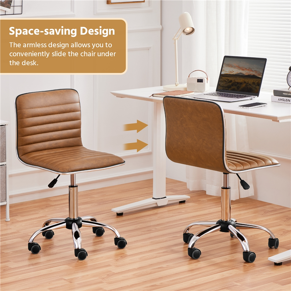 Yaheetech PU Leather Low Back Armless Desk Chair - Image 11