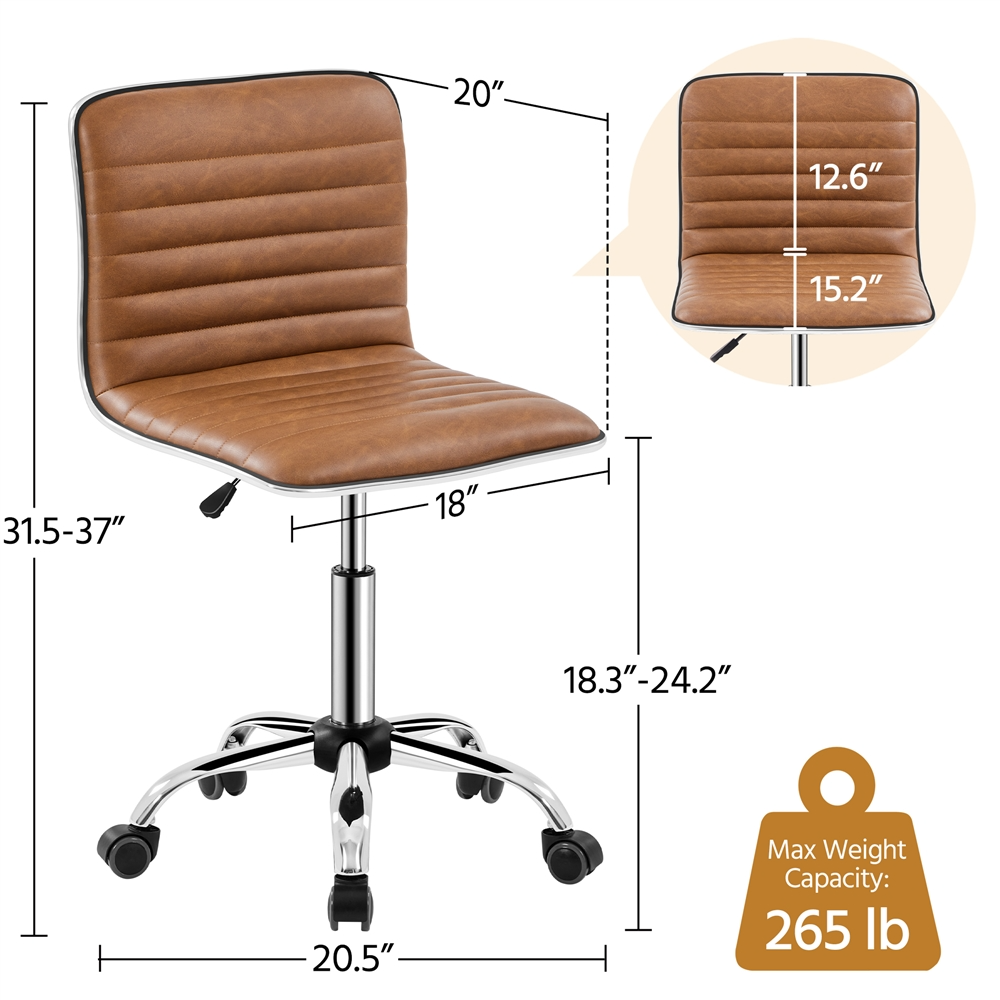 Yaheetech PU Leather Low Back Armless Desk Chair - Image 5