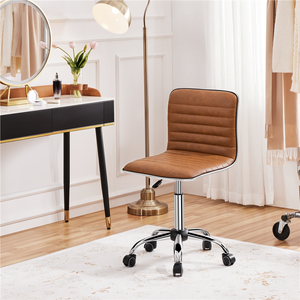 Yaheetech PU Leather Low Back Armless Desk Chair - Image 6
