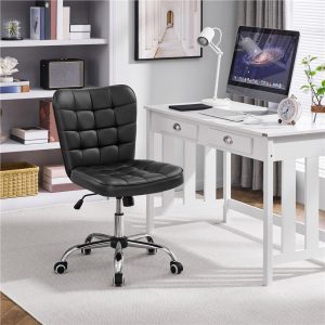Yaheetech Modern Tufted Armless Desk Chair